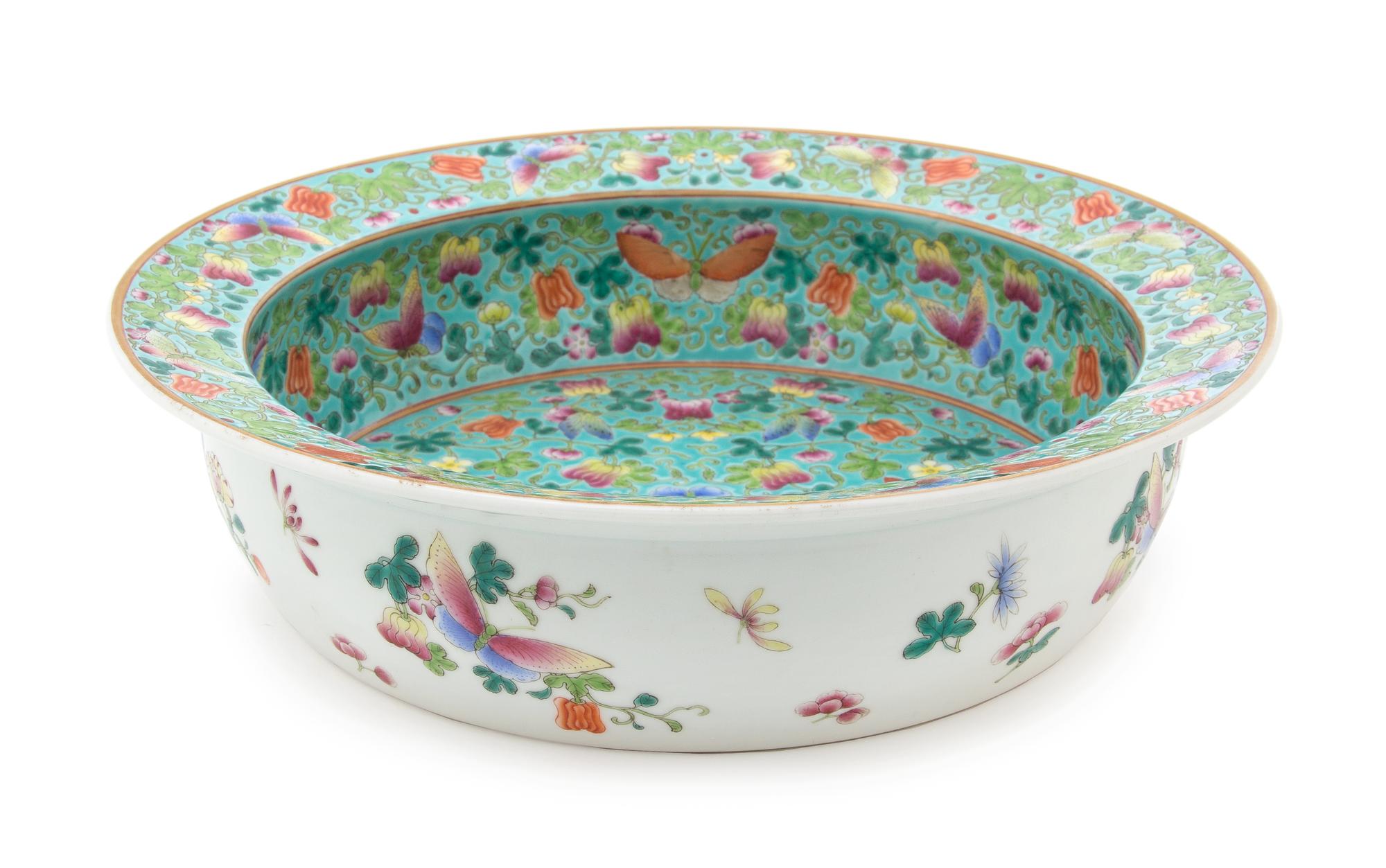 A Famille Rose Porcelain Wash Basin Diameter 13 inches.
