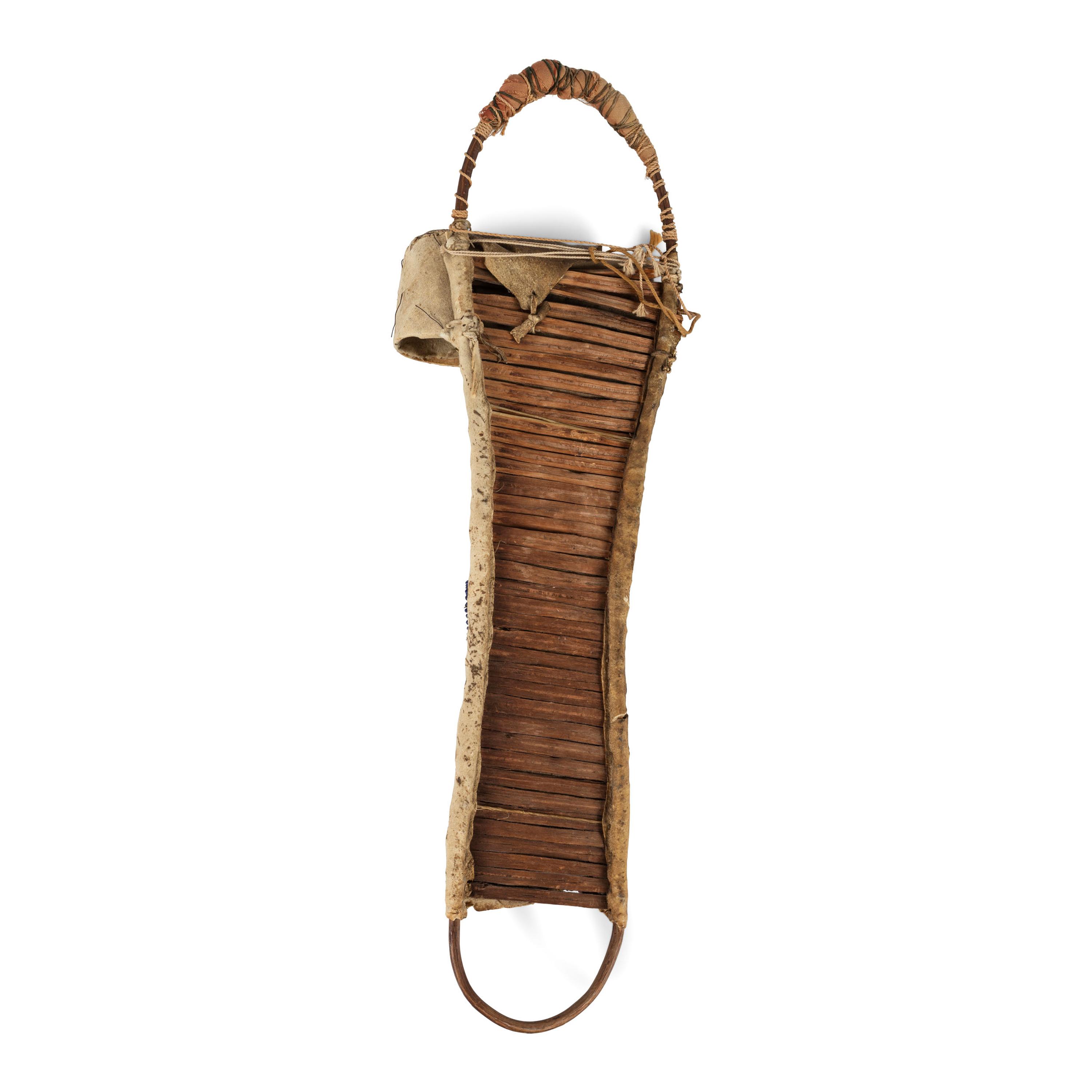 Apache Beaded Hide Doll Cradle, with Doll