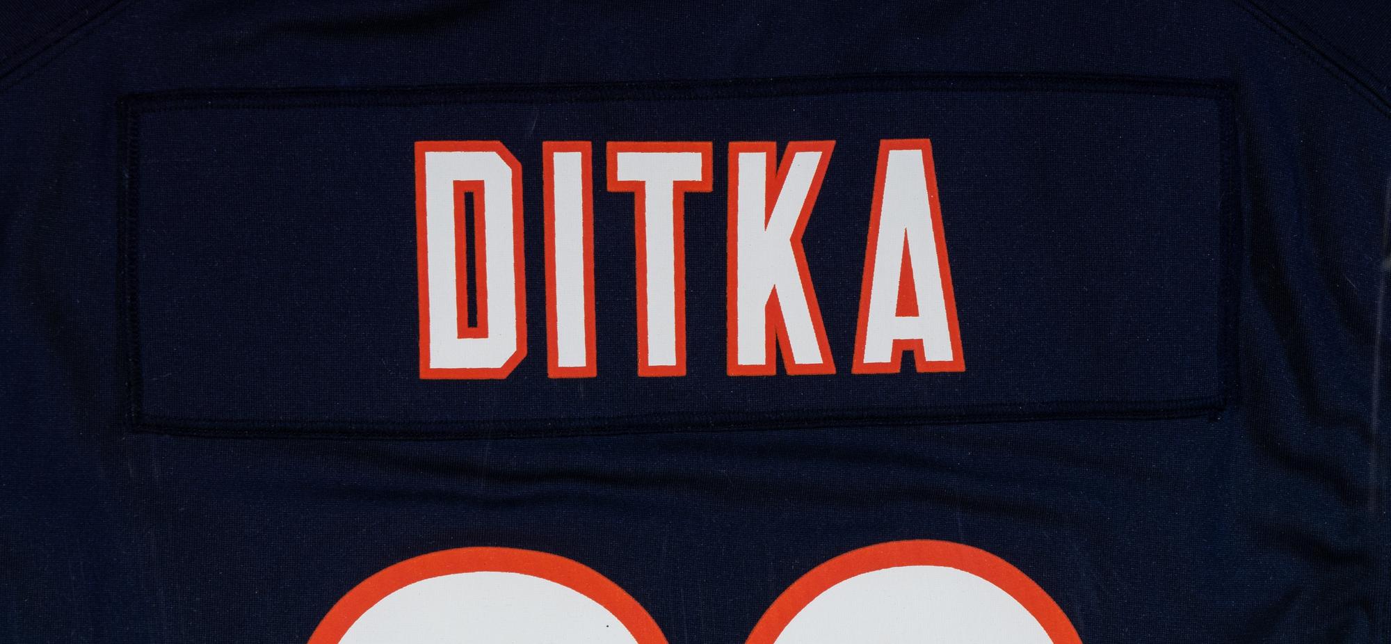 An Large Group of Mike Ditka Signed Autograph Items Featuring a Full Size Helmet, Framed Jersey and HOF Pennant