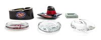 A Collection of Glass and Ceramic Ash Receivers from French Ocean Liners Height of tallest 2 1/4 inches. — 20TH CENTURY