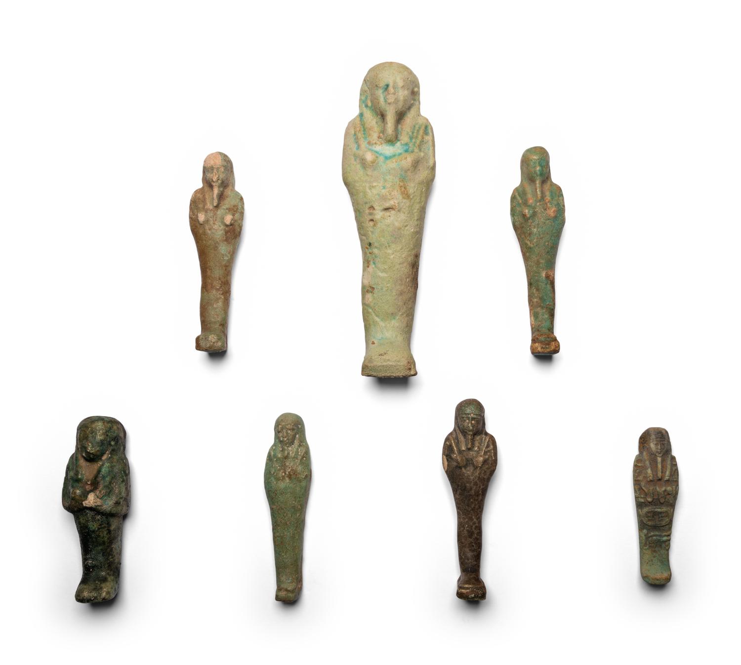 Seven Egyptian Faience Ushabtis