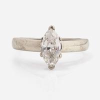 A 14K White Gold and Solitaire Diamond Ring 1.17 Carat Marquise-Cut Diamond Ring, GIA Certified
