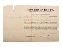 EVERETT, Edward (1794-1865). Document signed as Governor of Massachusetts. [Boston?], 29 Sept. 1838.
