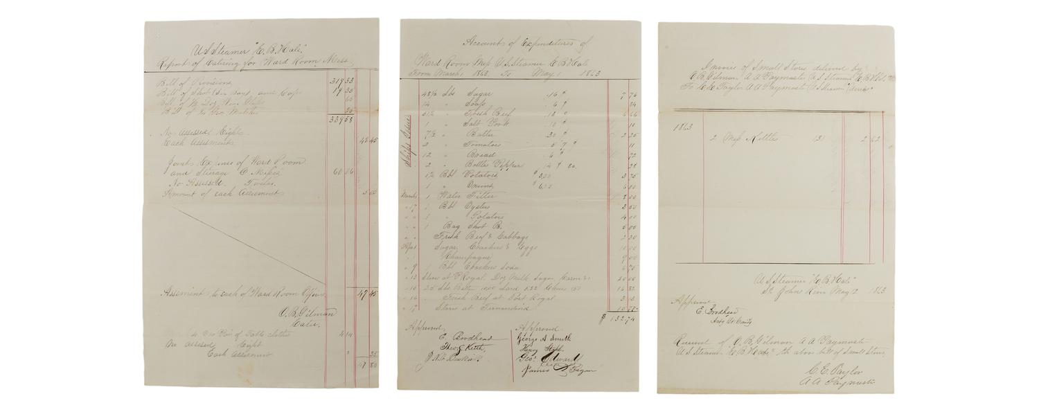[CIVIL WAR - NAVY]. Records of supplies and provisions of the USS E.B. Hale .