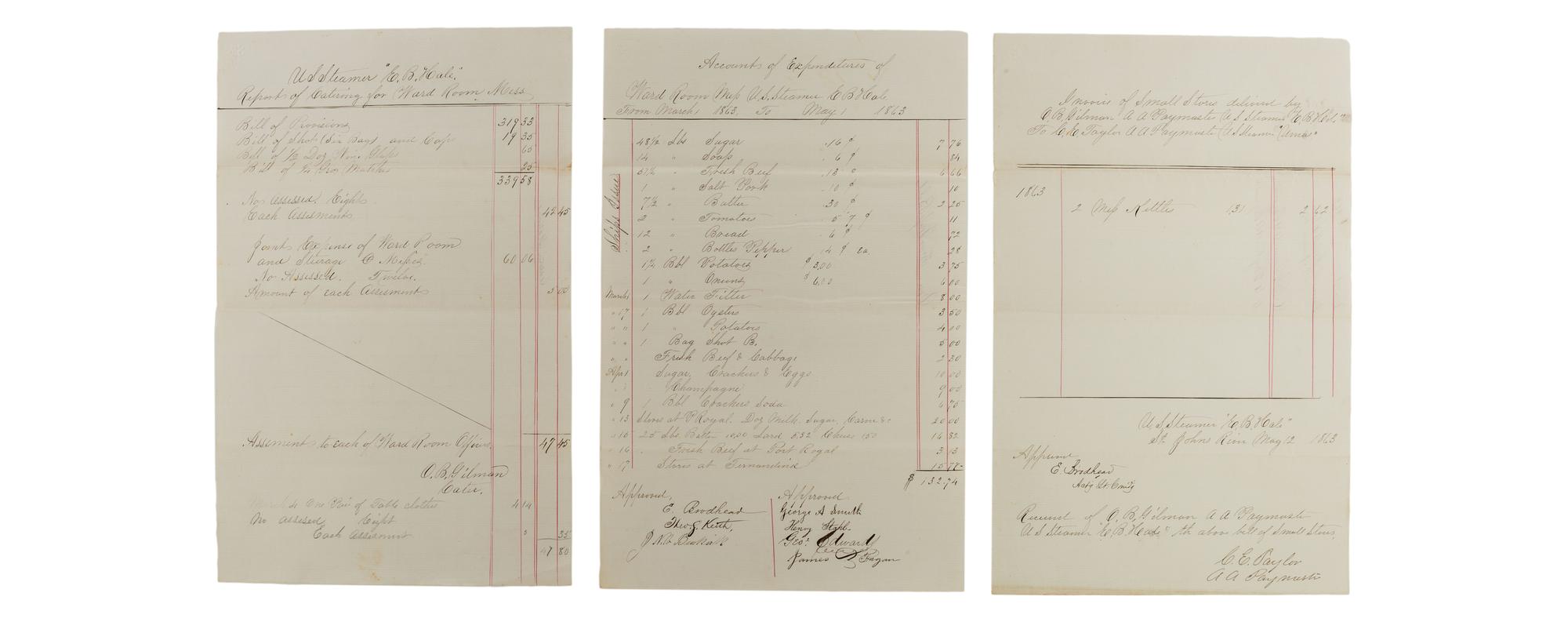 [CIVIL WAR - NAVY]. Records of supplies and provisions of the USS E.B. Hale .