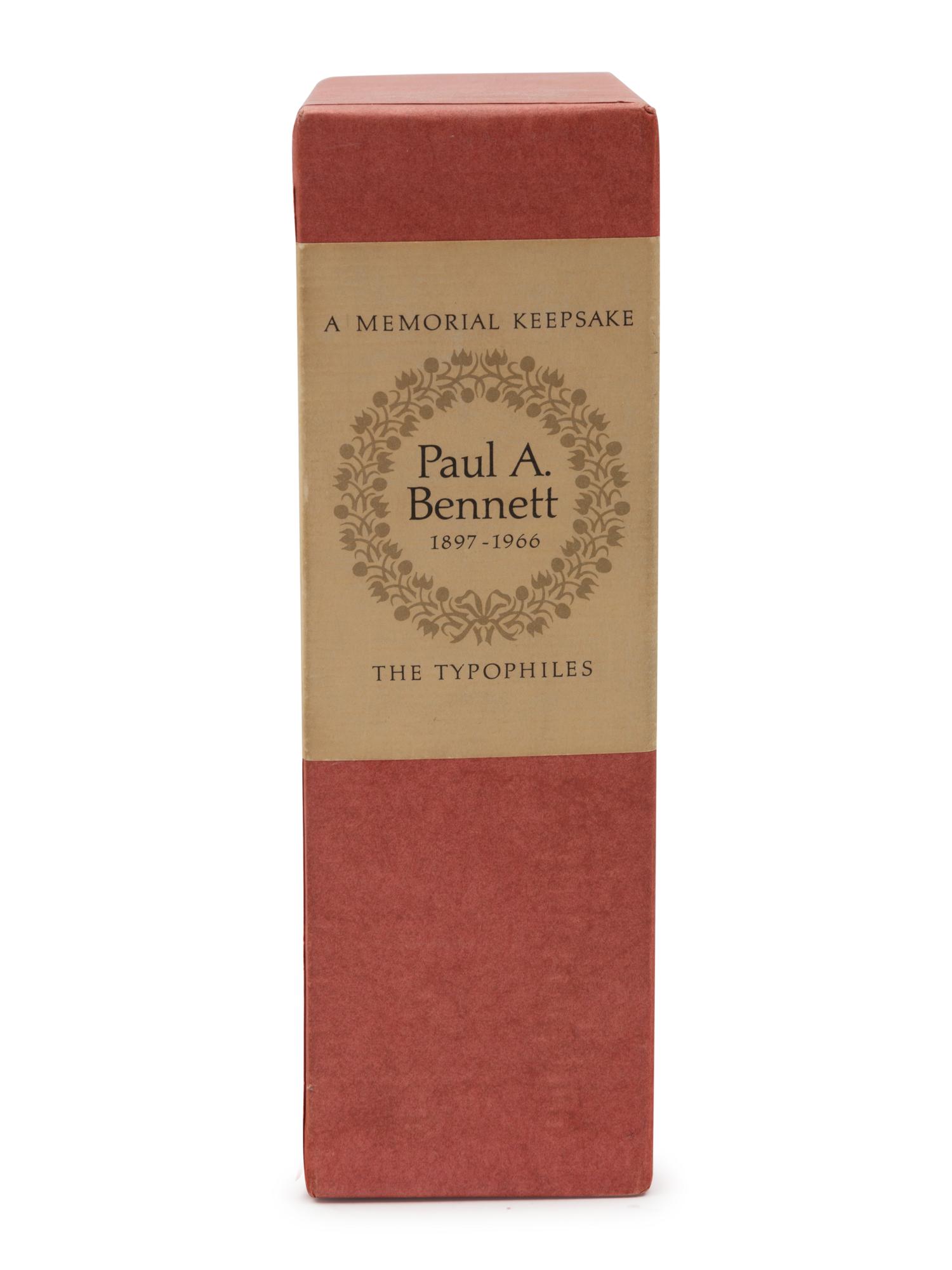 [BENNETT, Paul A. (1897-1966)]. A Memorial Keepsake. N.p.: The Typophiles, n.d.