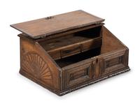 An English Carved Oak Slope-Lid Table Box