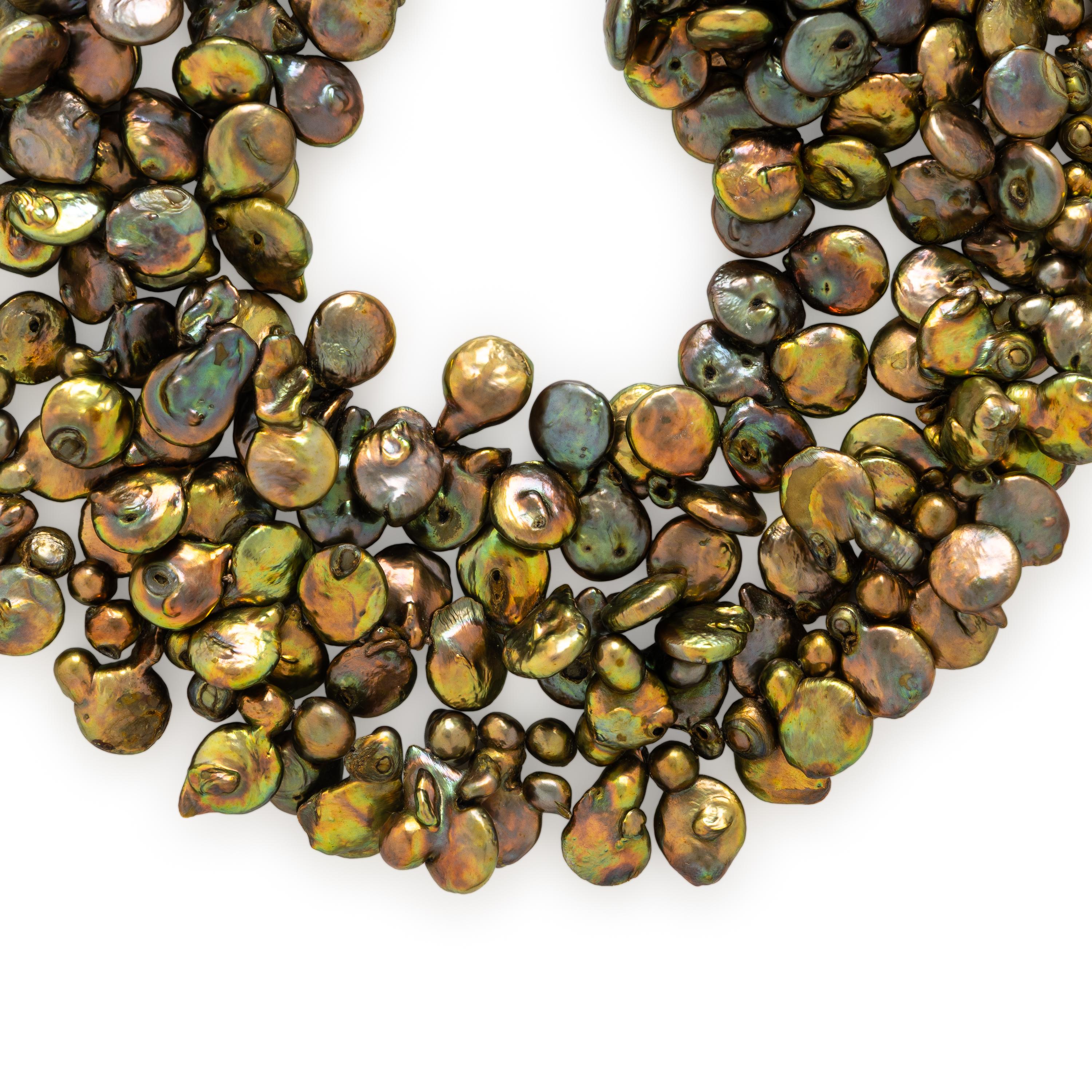 Maz, Cultured Coin Pearl Torsade Necklace