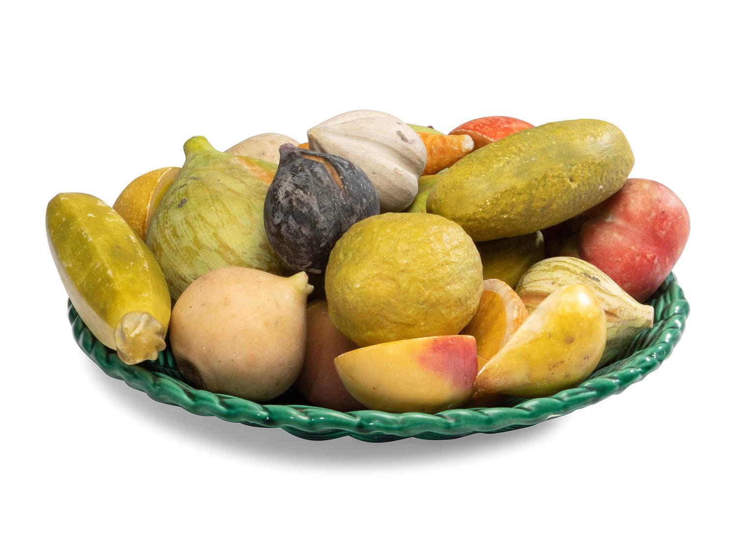 A Group of Painted Stone Fruit and Vegetables