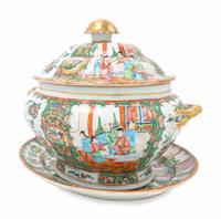A Rose Medallion Porcelain Tureen and Underplate