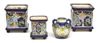 Four Italian Glazed Ceramic Pots and Urns Height of largest 16 inches. — 20TH CENTURY