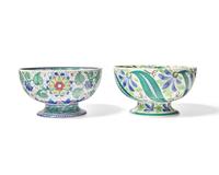 Two Wedgwood Polychrome Painted Queensware Bowls