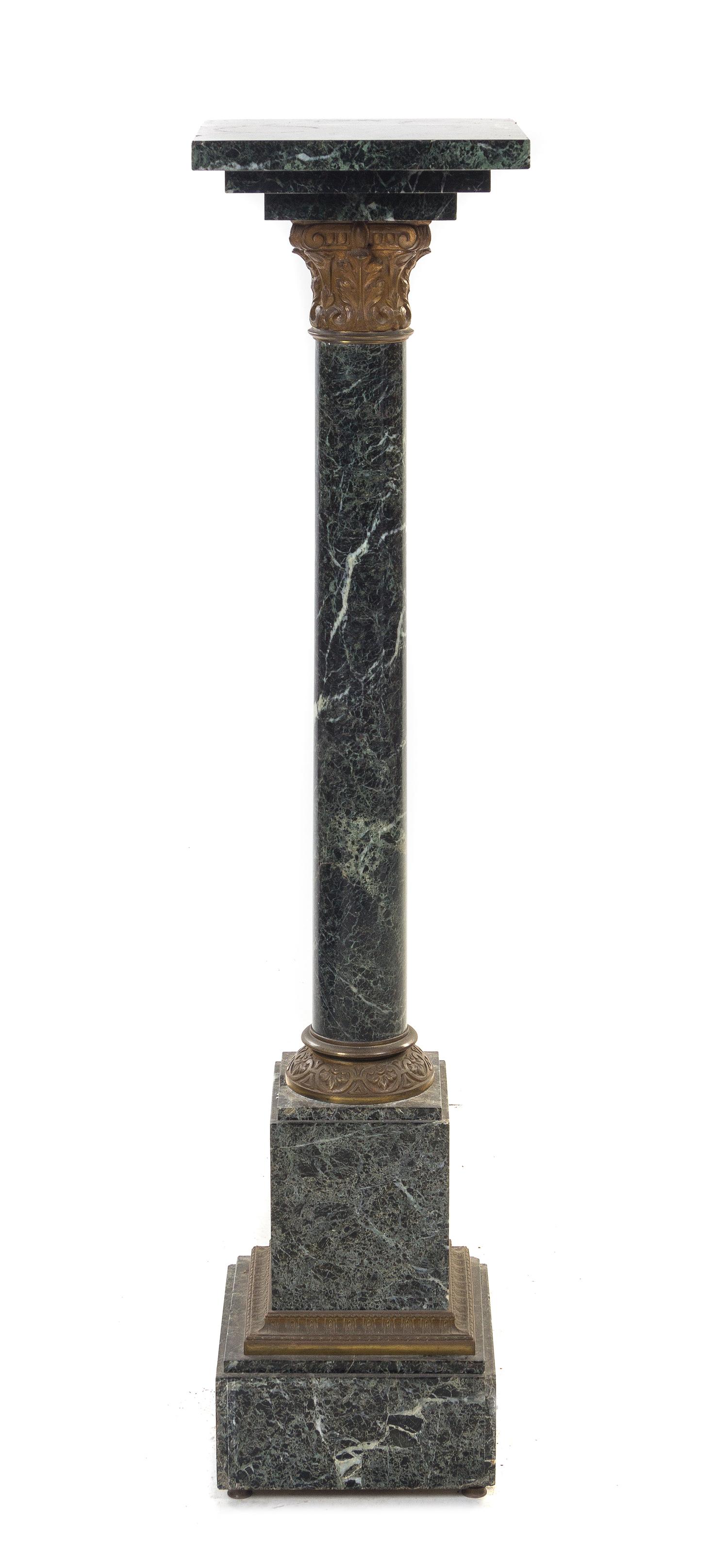 A Continental Bronze Mounted Marble Pedestal, Height 42 1/4 inches.