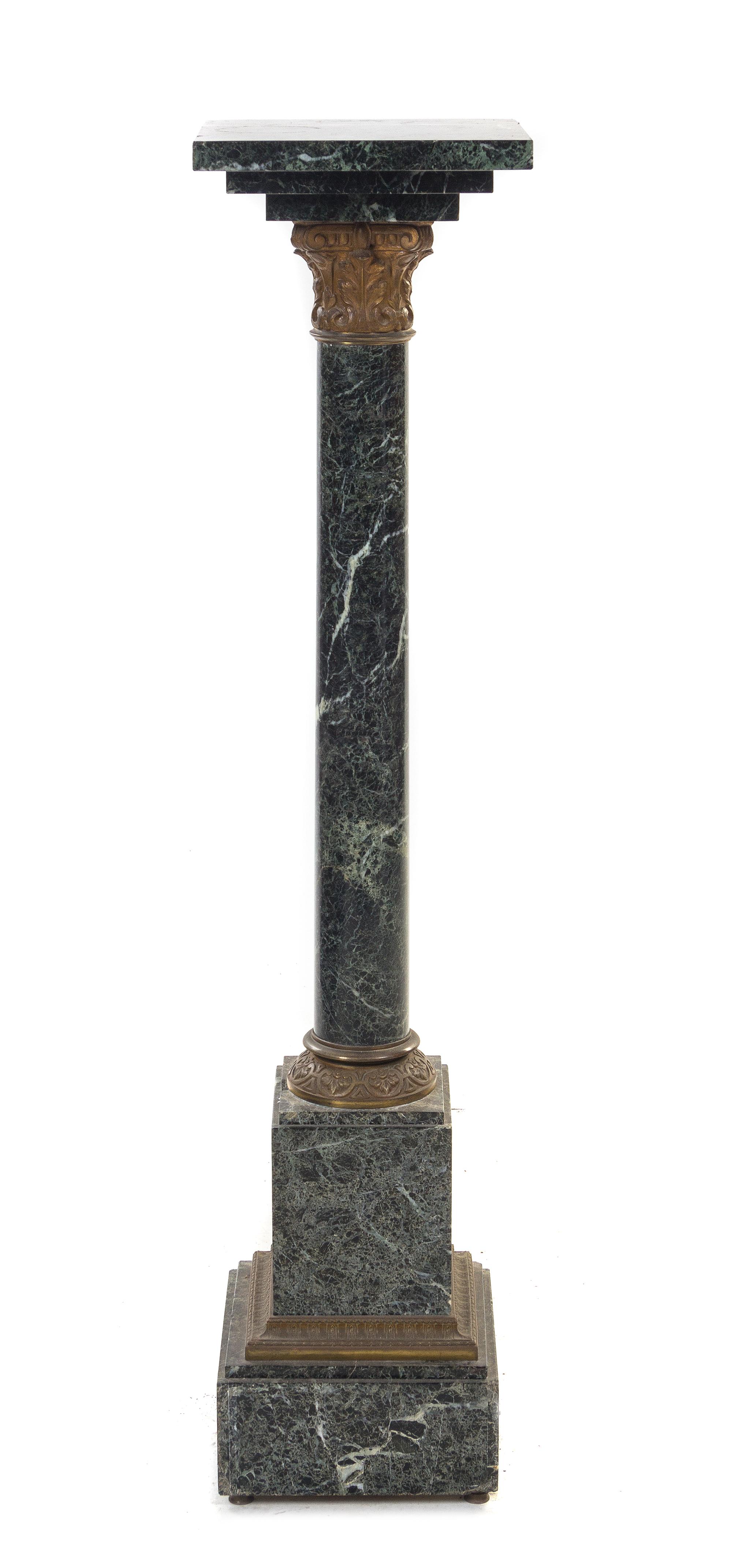 A Continental Bronze Mounted Marble Pedestal, Height 42 1/4 inches.