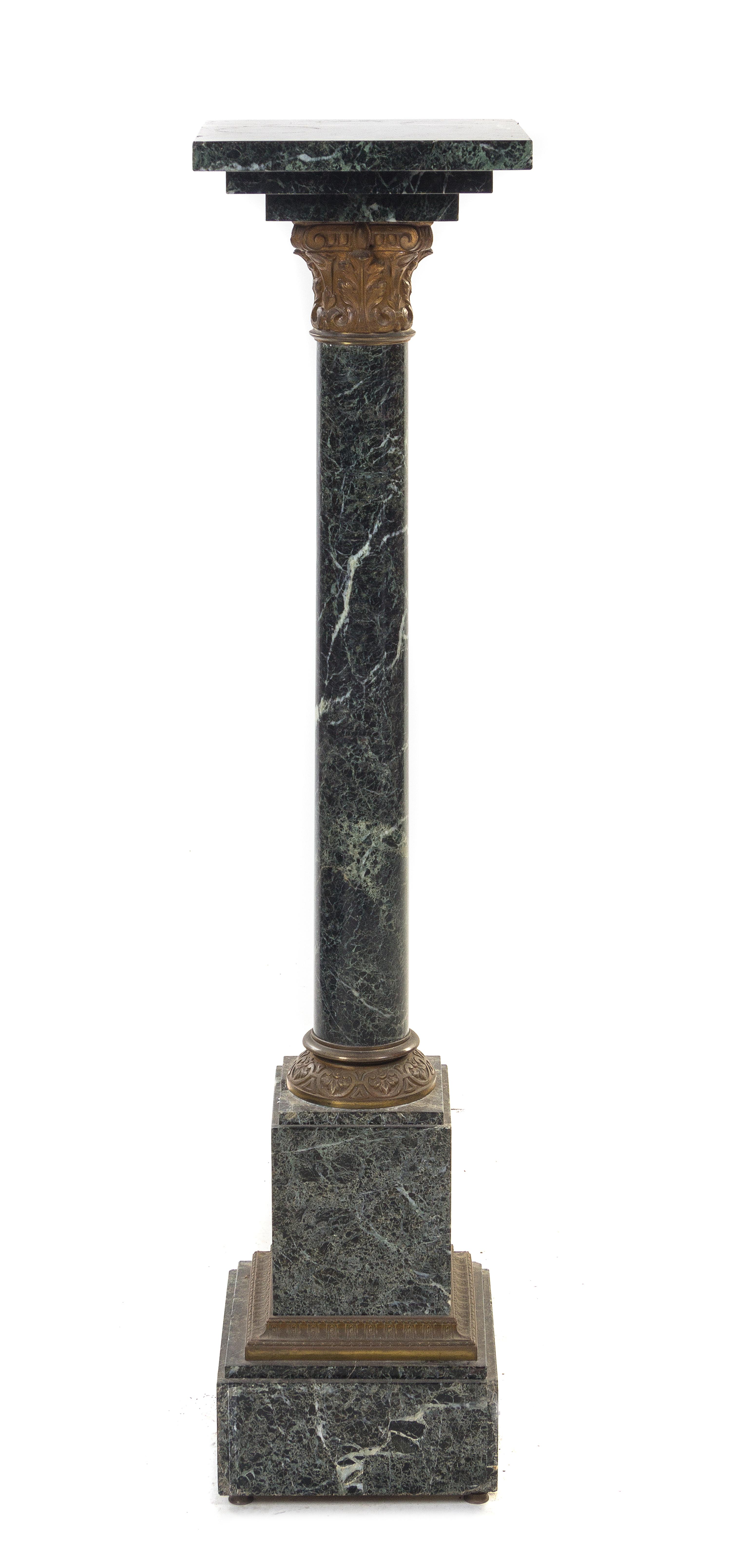 A Continental Bronze Mounted Marble Pedestal, Height 42 1/4 inches.