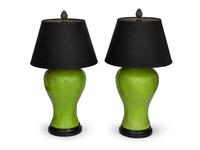 A Pair of Chinese Green-Glazed Porcelain Meiping Vases Mounted as Lamps