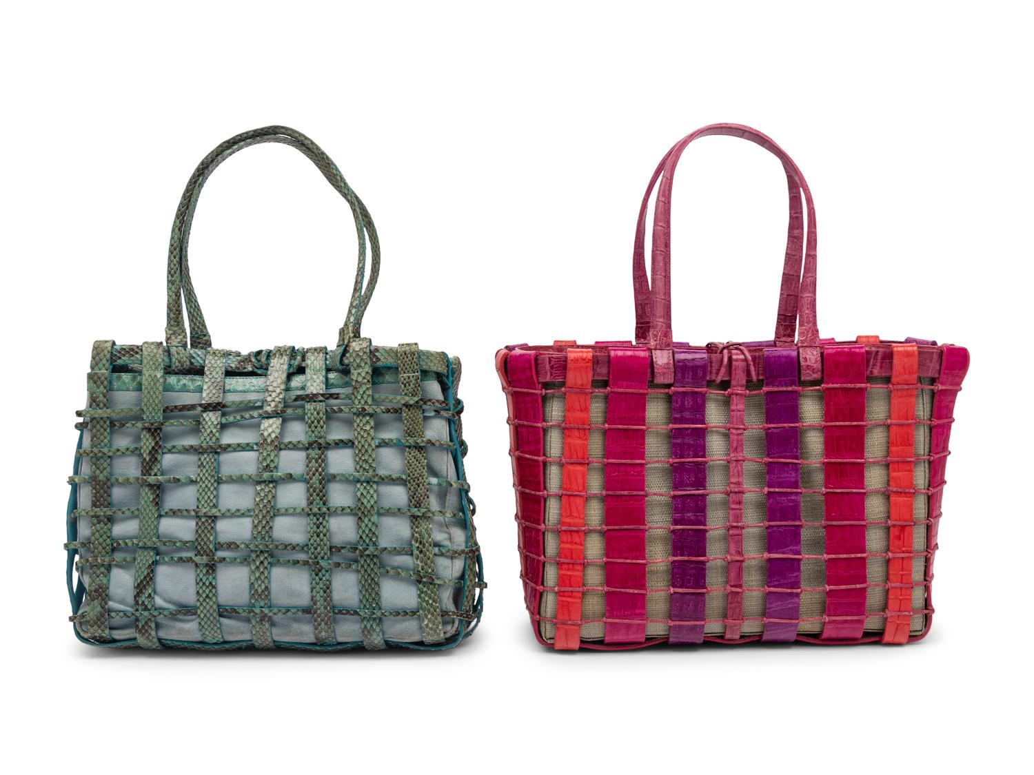 Two Nancy Gonzalez Woven Exotic Skin Totes