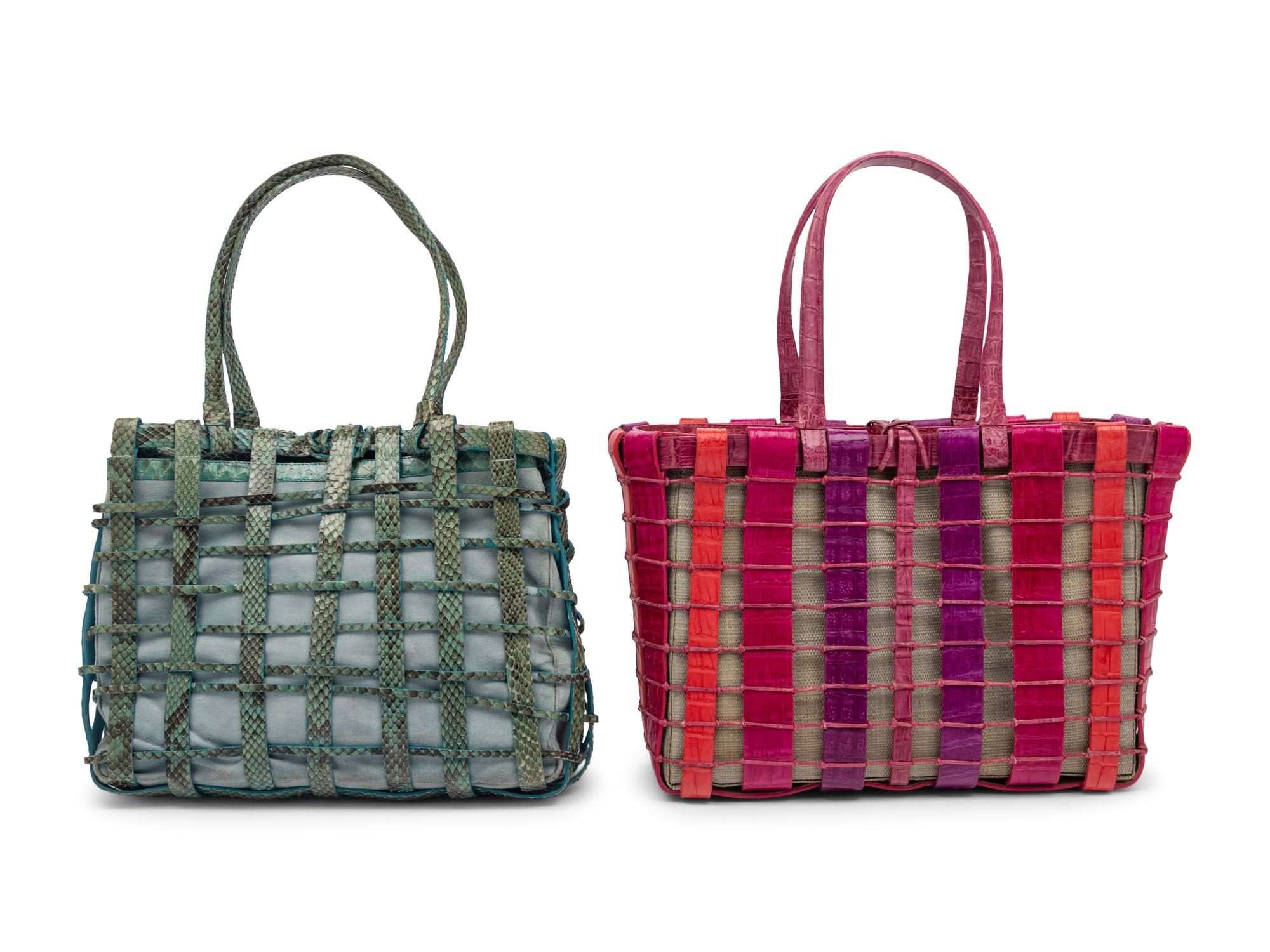 Two Nancy Gonzalez Woven Exotic Skin Totes