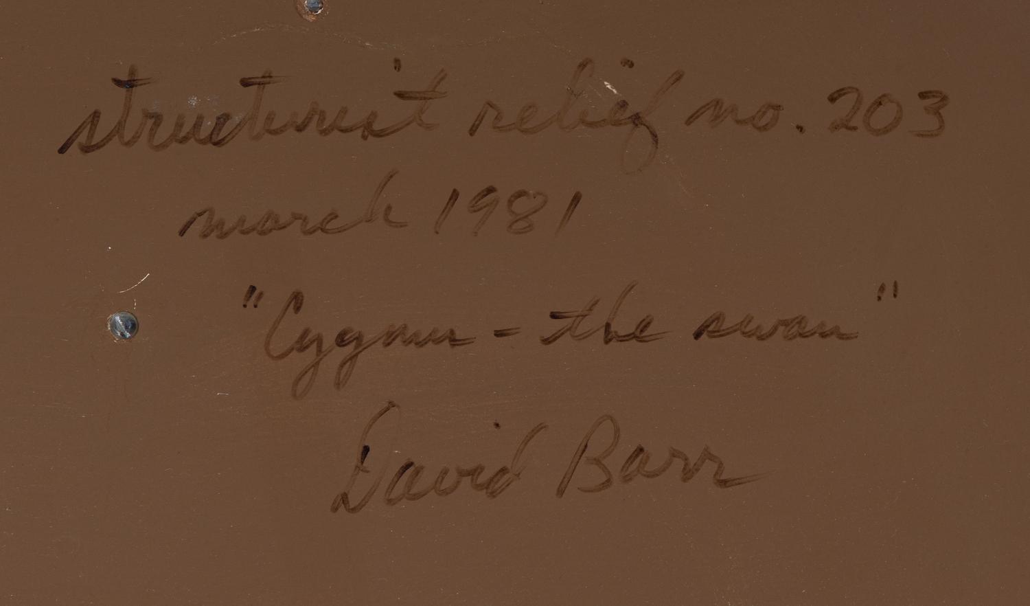 David Barr (American, 1939-2015) — Cygnus - The Swan (Structurist Relief #203) , 1981