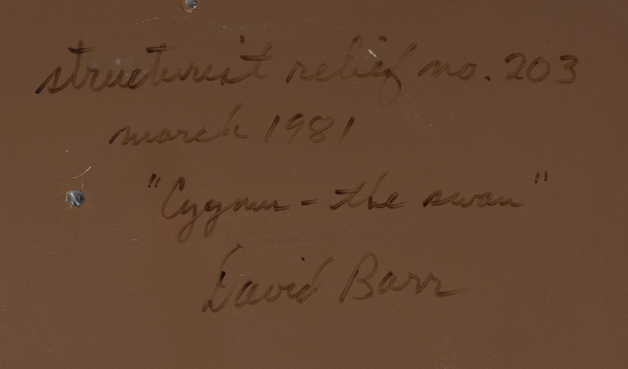 David Barr (American, 1939-2015) — Cygnus - The Swan (Structurist Relief #203) , 1981