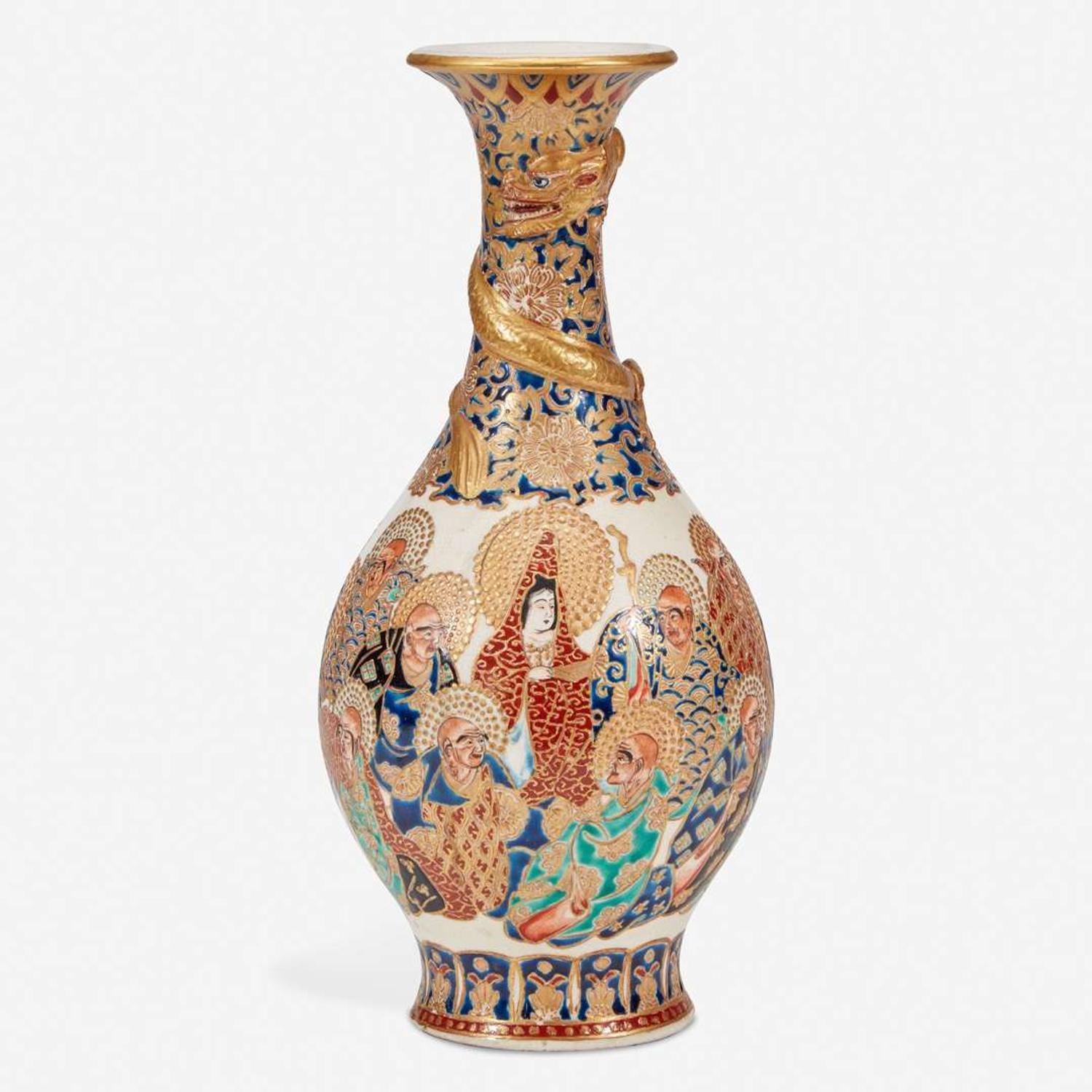A Japanese enameled Satsuma pottery vase 19th century