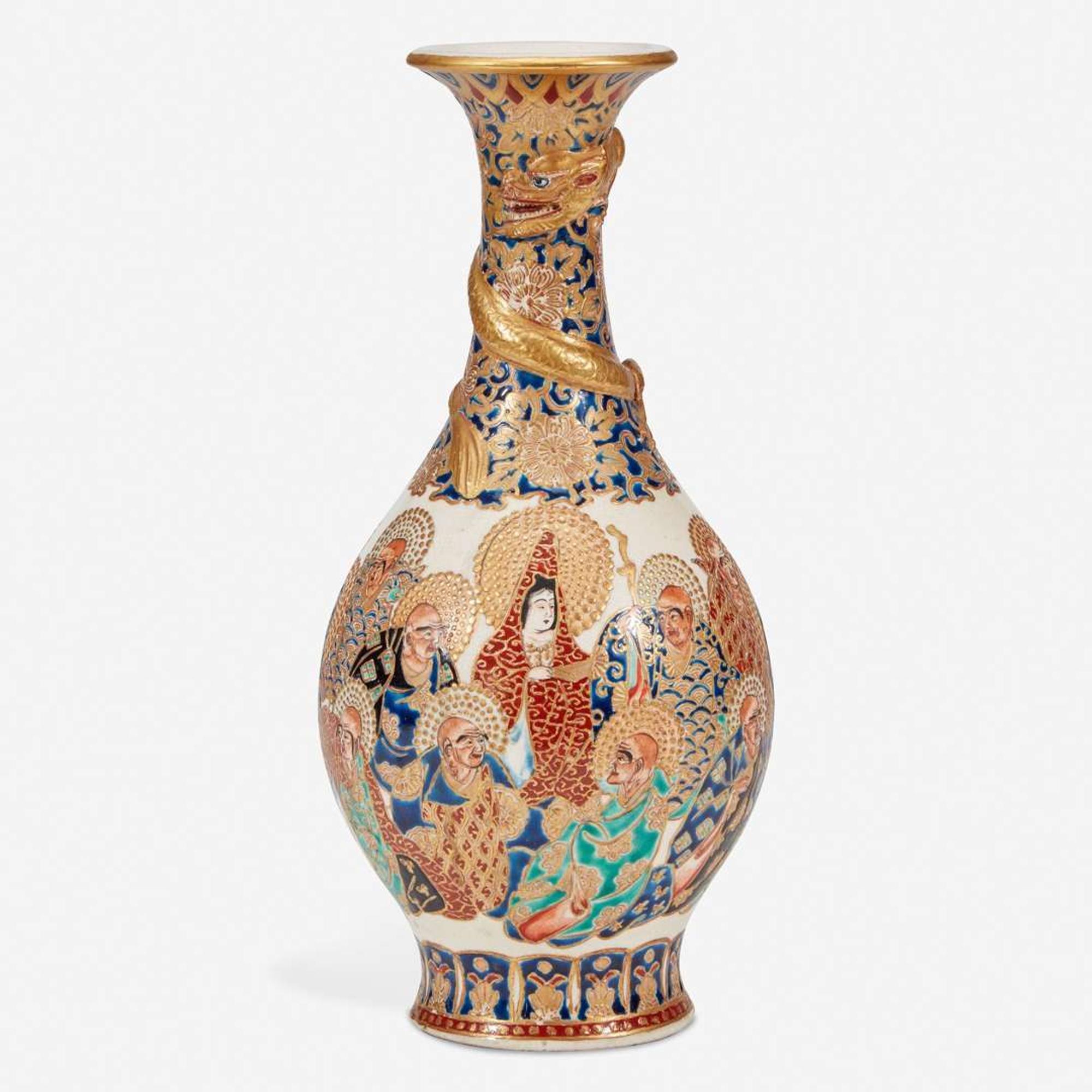 A Japanese enameled Satsuma pottery vase 19th century