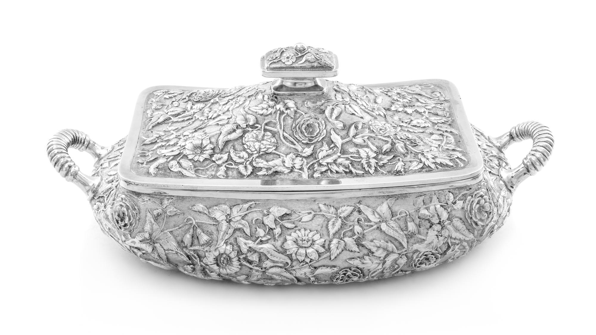 An American Silver Covered Vegetable Server