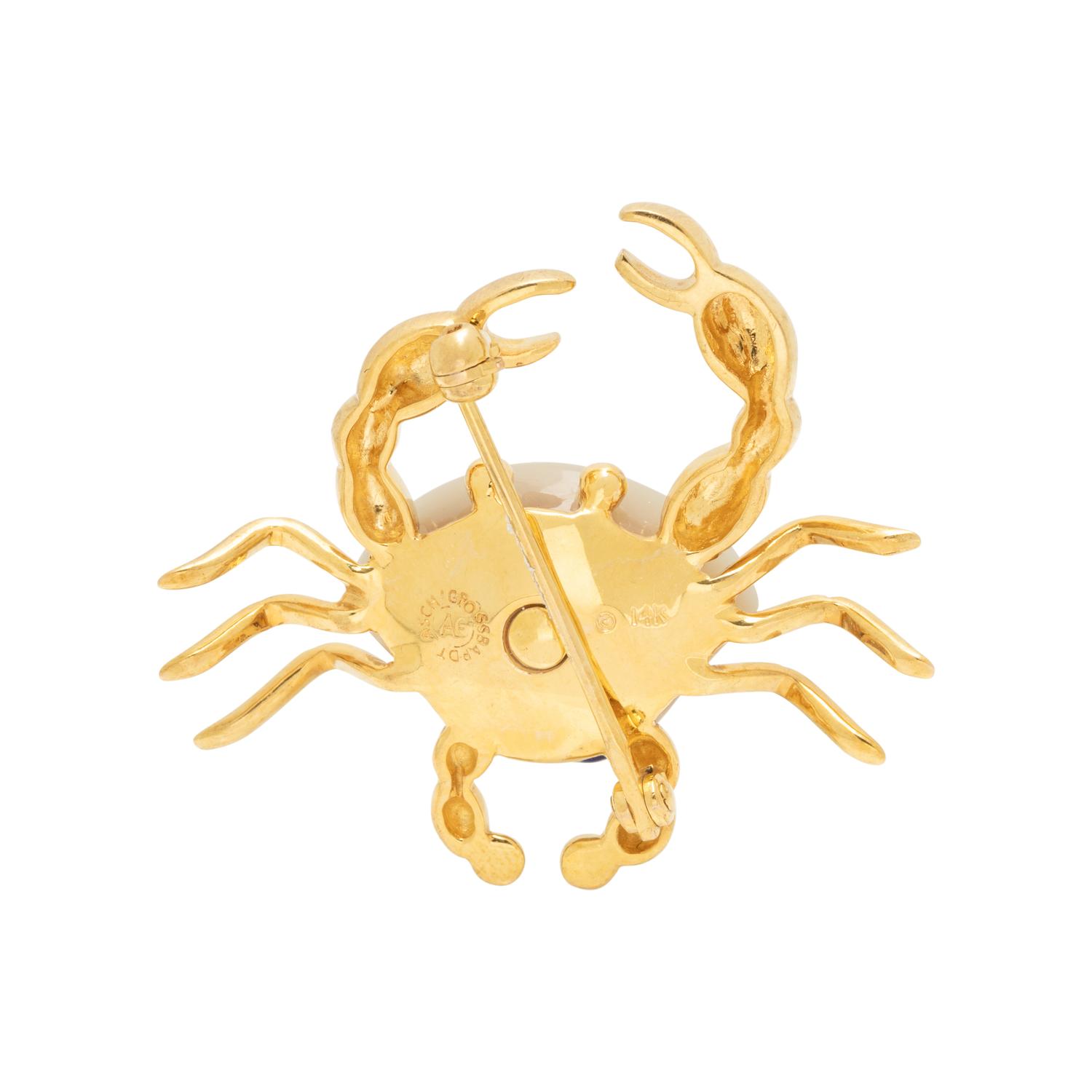 ASCH GROSSBARDT, YELLOW GOLD CRAB BROOCH