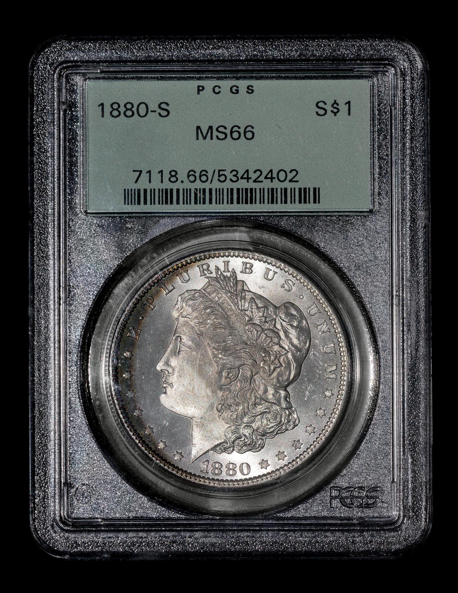 A United States 1880-S Morgan Silver $1 Coin — PCGS graded MS66