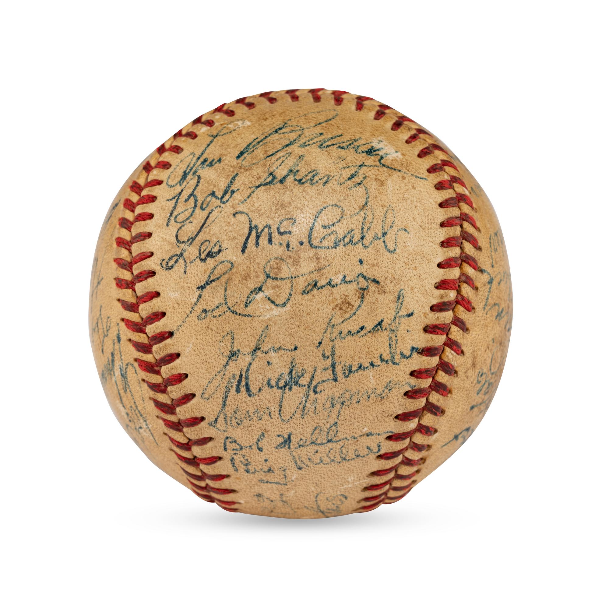 A 1951 Philadelphia Athletics Team Signed Autograph Baseball Featuring Connie Mack and Chief Bender (PSA Letter of Authenticity)