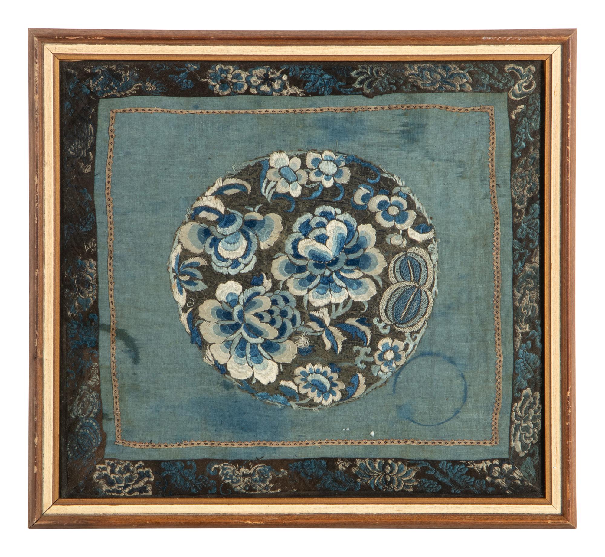 Three Chinese Embroidered Silk Panels