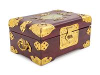A Chinese Hardstone and Brass Mounted Box