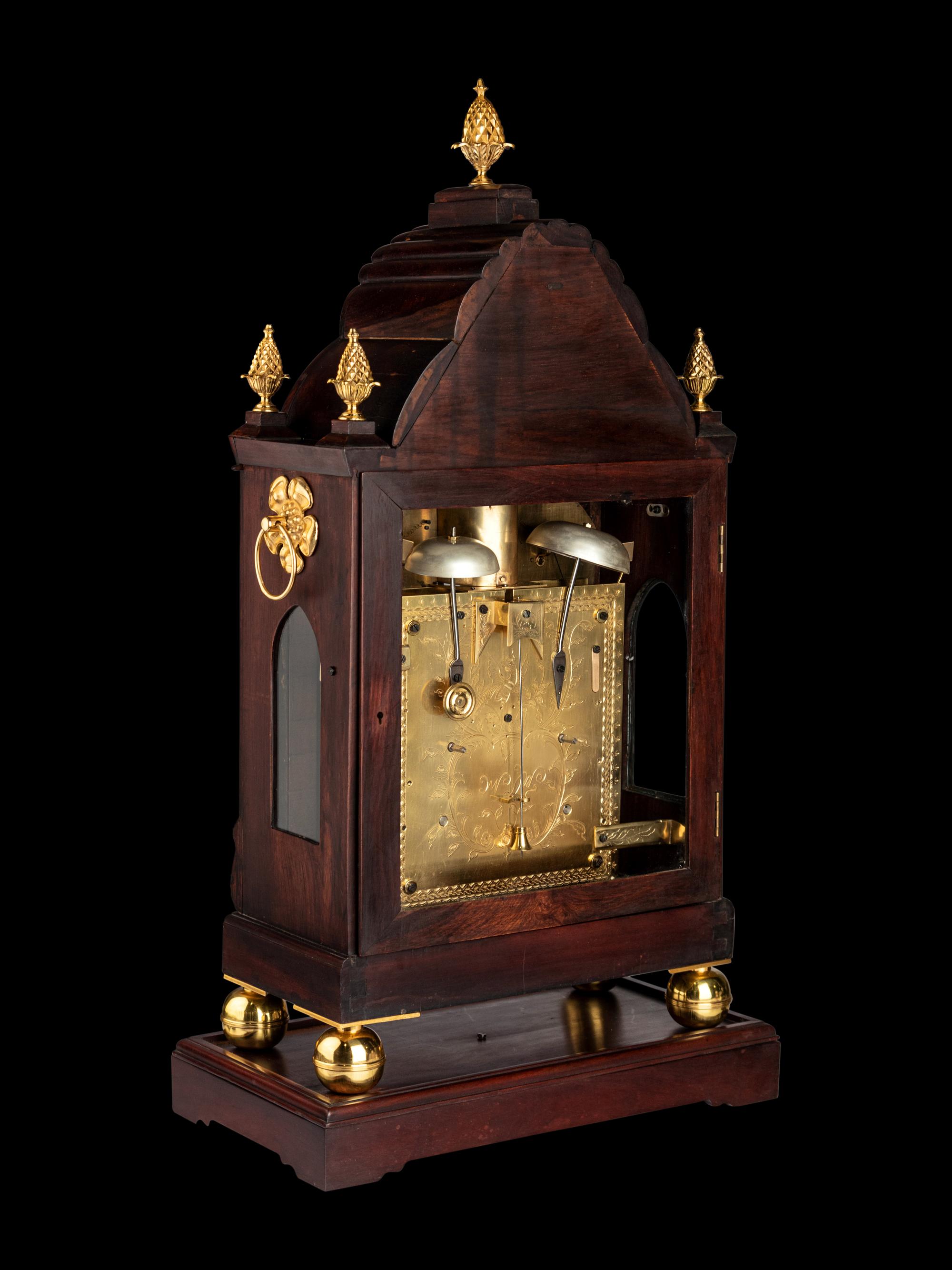 A Chinese Mother-of-Pearl Inlaid Sandalwood 'Longevity' Mantel Clock
