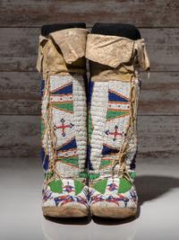 Sioux Beaded Hide Moccasins, with Matching Leggings