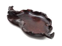 A Large Chinese Carved Rosewood Leaf-Form Tray Length 19 inches. — QING DYNASTY (1644-1911)