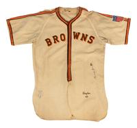 An Authentic 1943 Zack Taylor St. Louis Browns Multi Signed Autograph Baseball Jersey Including George Sisler, Stan Musial and Harry Caray Autos,