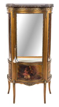 A Louis XV Style Vernis Martin Vitrine Height 55 3/4 x width 26 3/4 x depth 13 inches. — 19TH/20TH CENTURY