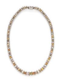 OSCAR HEYMAN, COLORED DIAMOND AND DIAMOND NECKLACE
