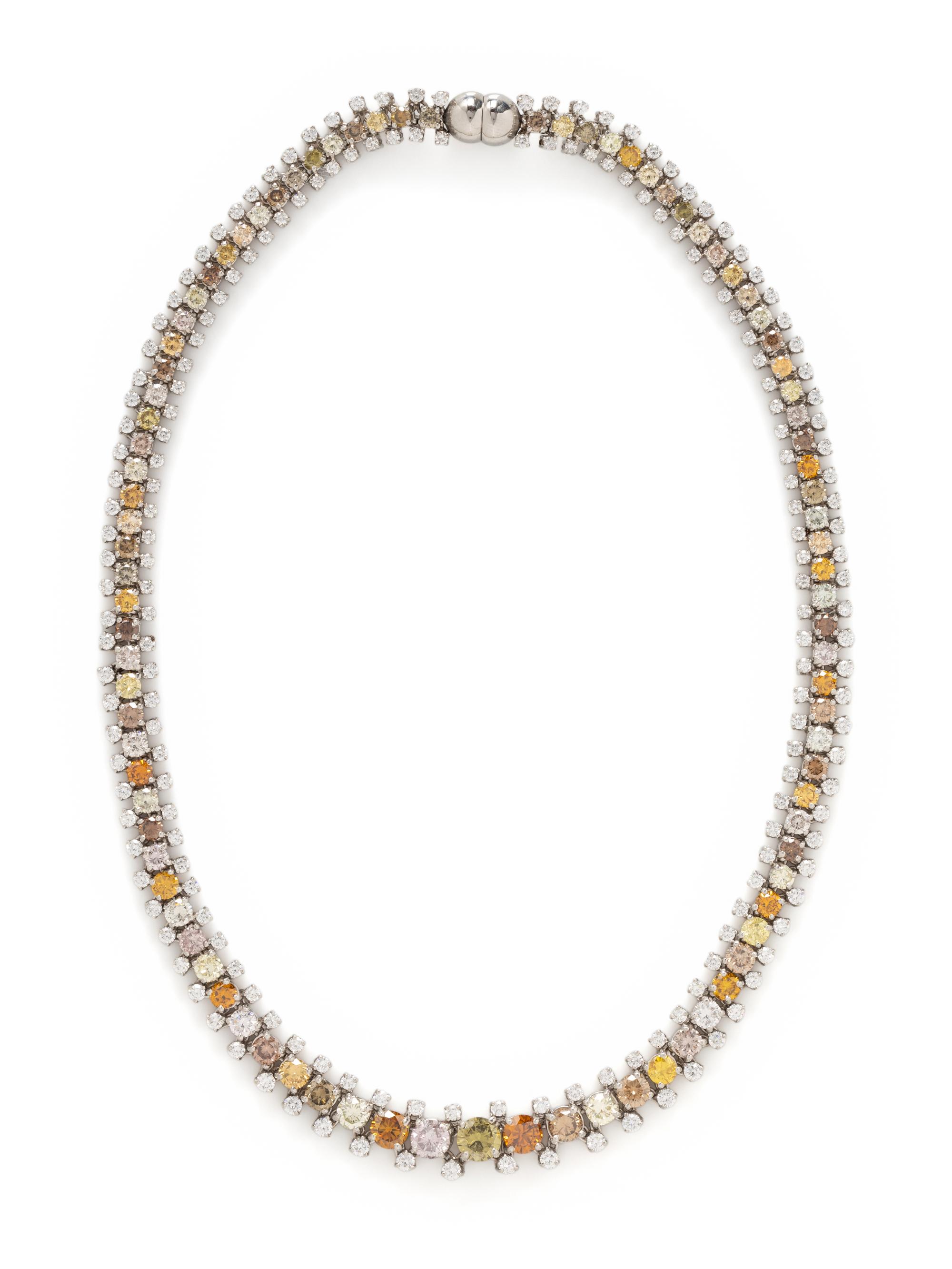 OSCAR HEYMAN, COLORED DIAMOND AND DIAMOND NECKLACE