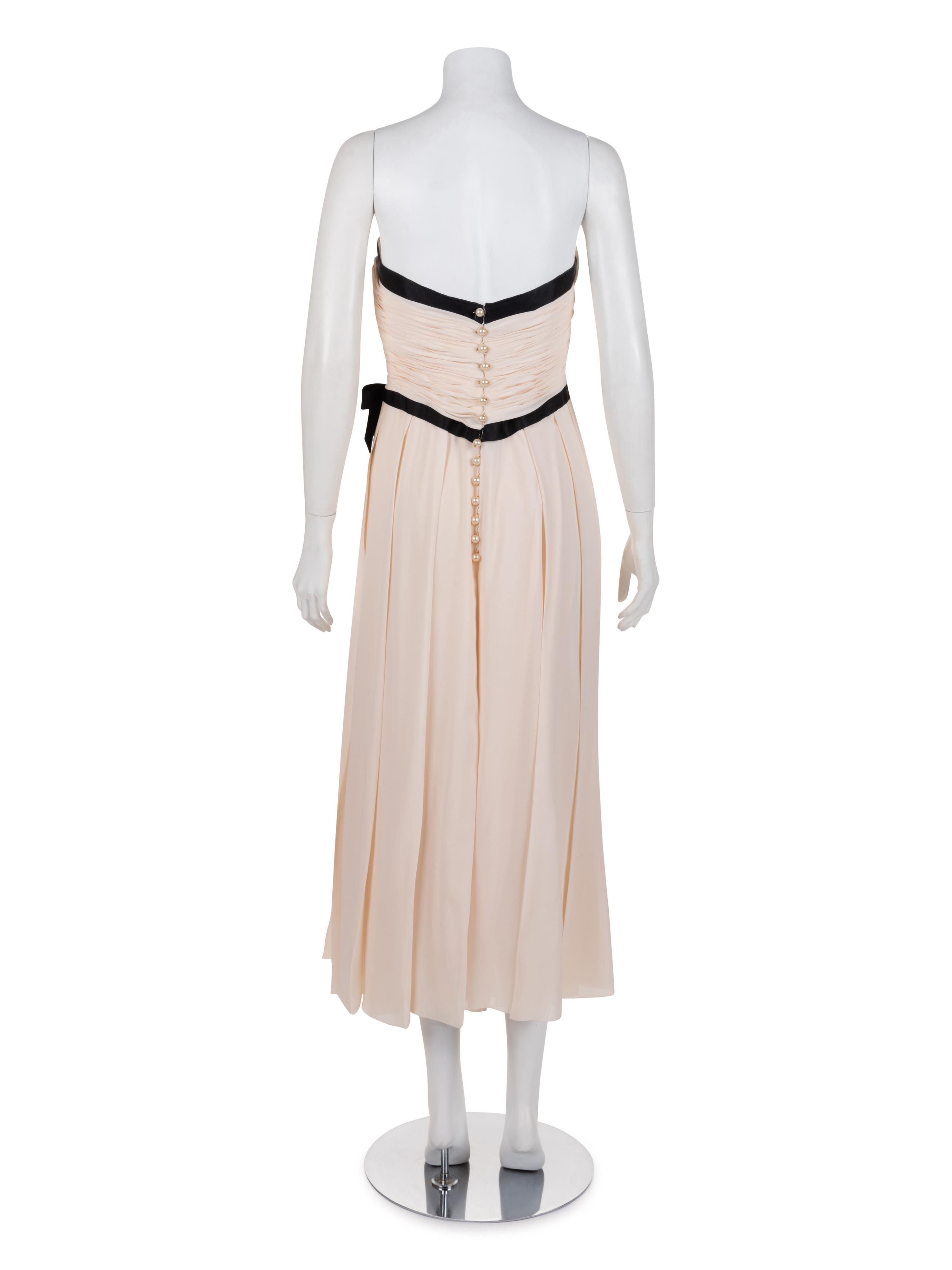 Chanel Ruched Strapless Dress, 1980s