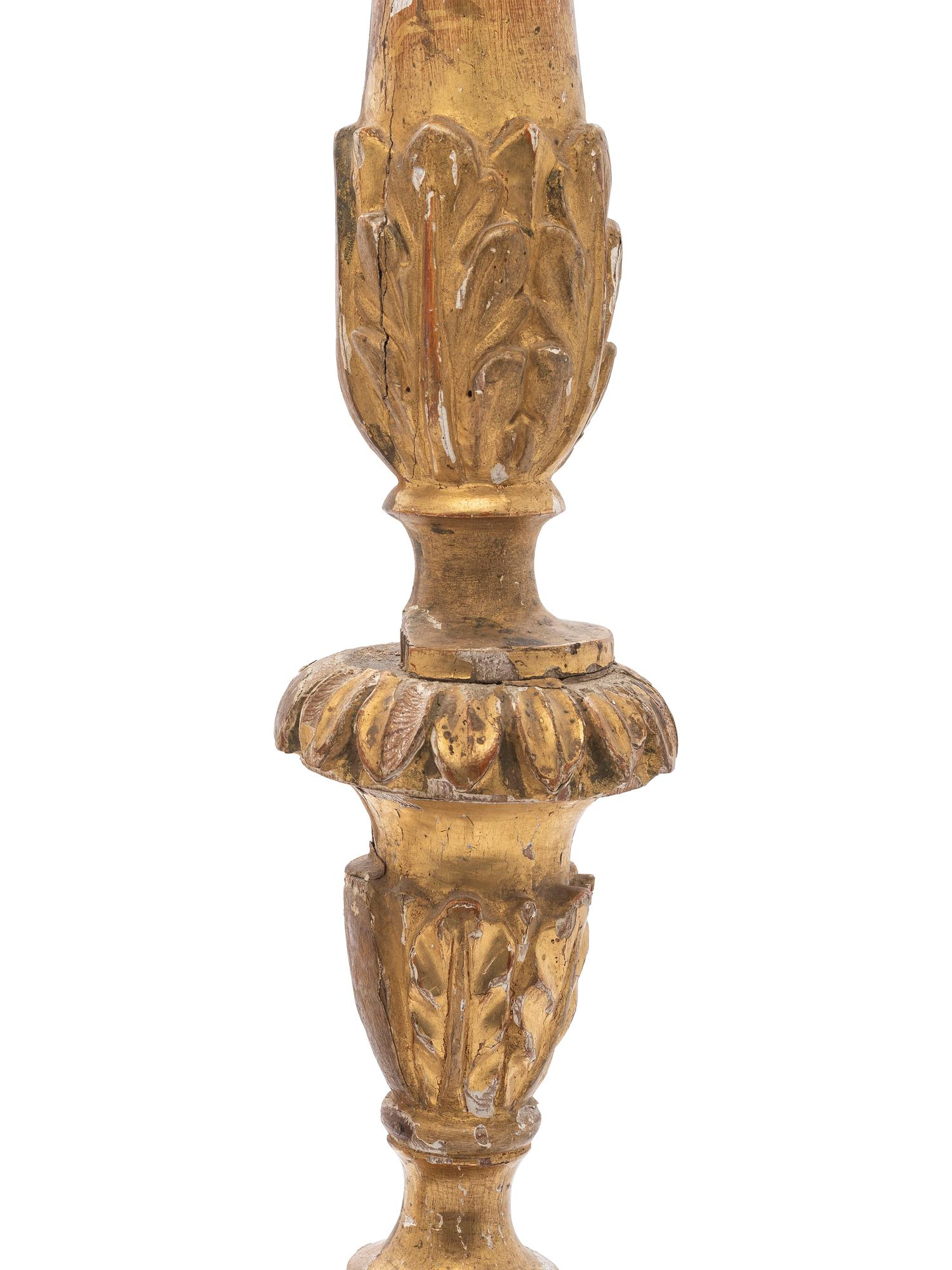 A Pair of Baroque Style Giltwood Candleholders