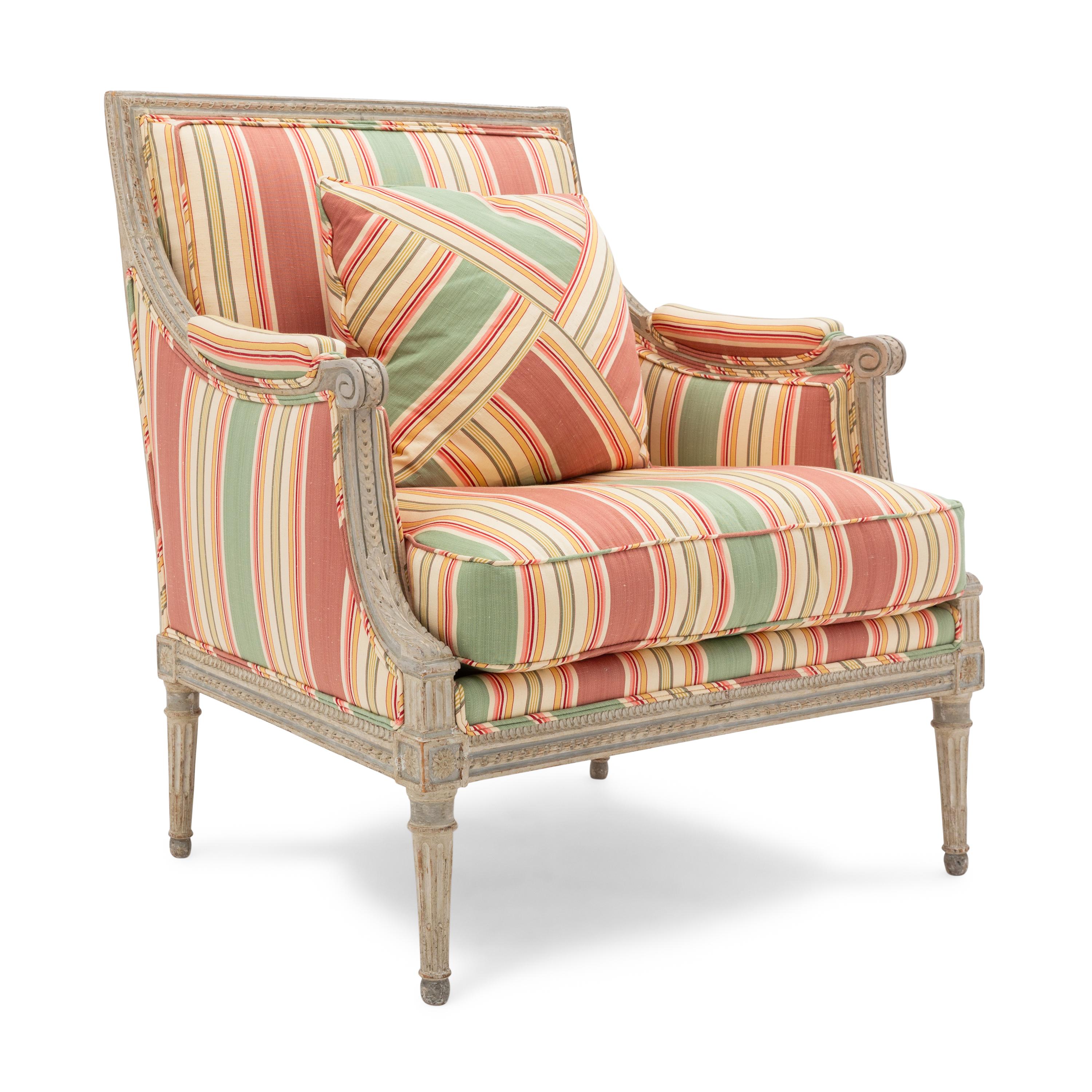 A Louis XVI Style Painted Bergère