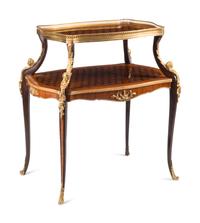 A Louis XV Style Gilt Bronze Mounted Two-Tier Tea Table