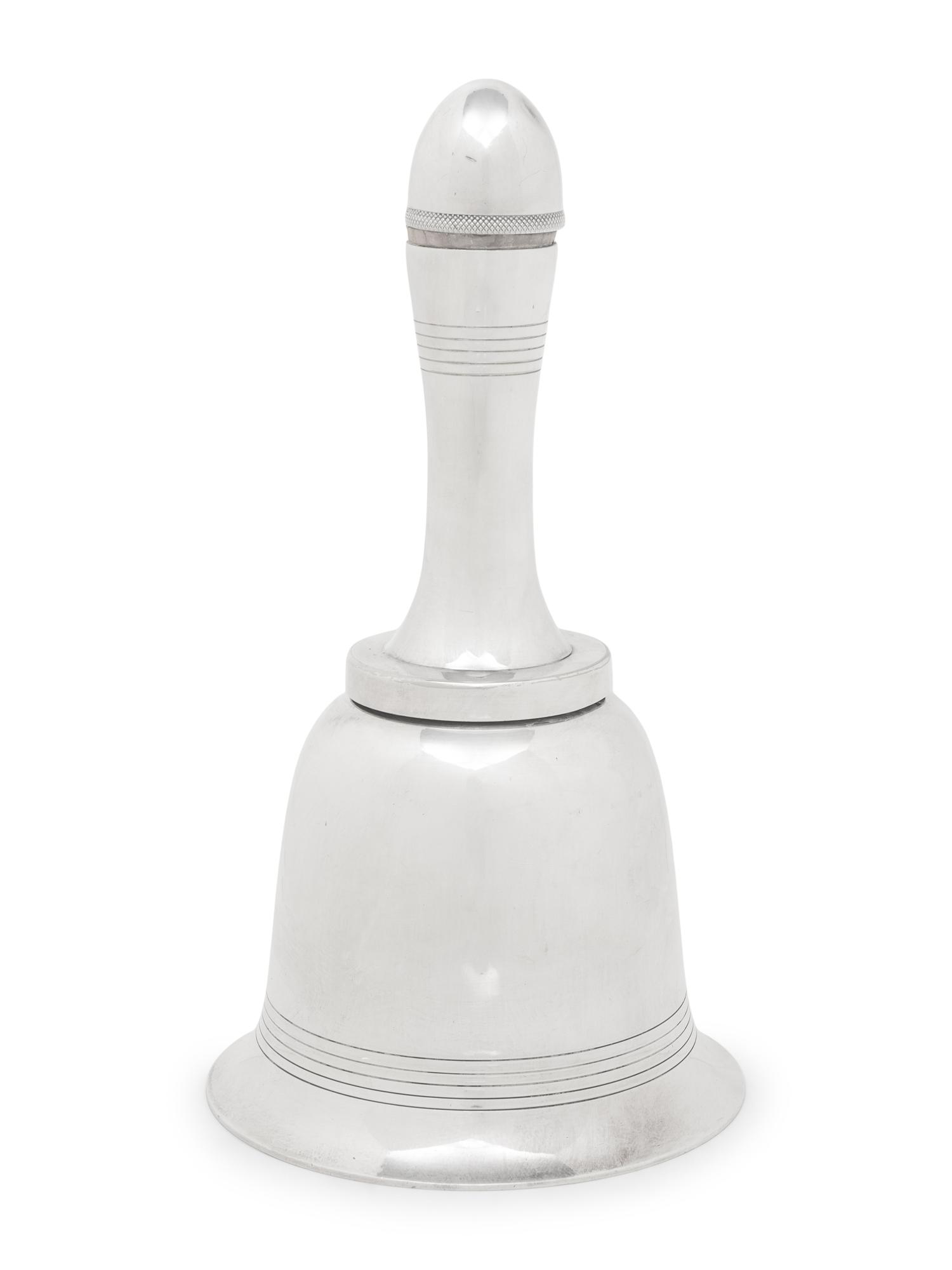 An Asprey Silver-Plate Bell Form Cocktail Shaker