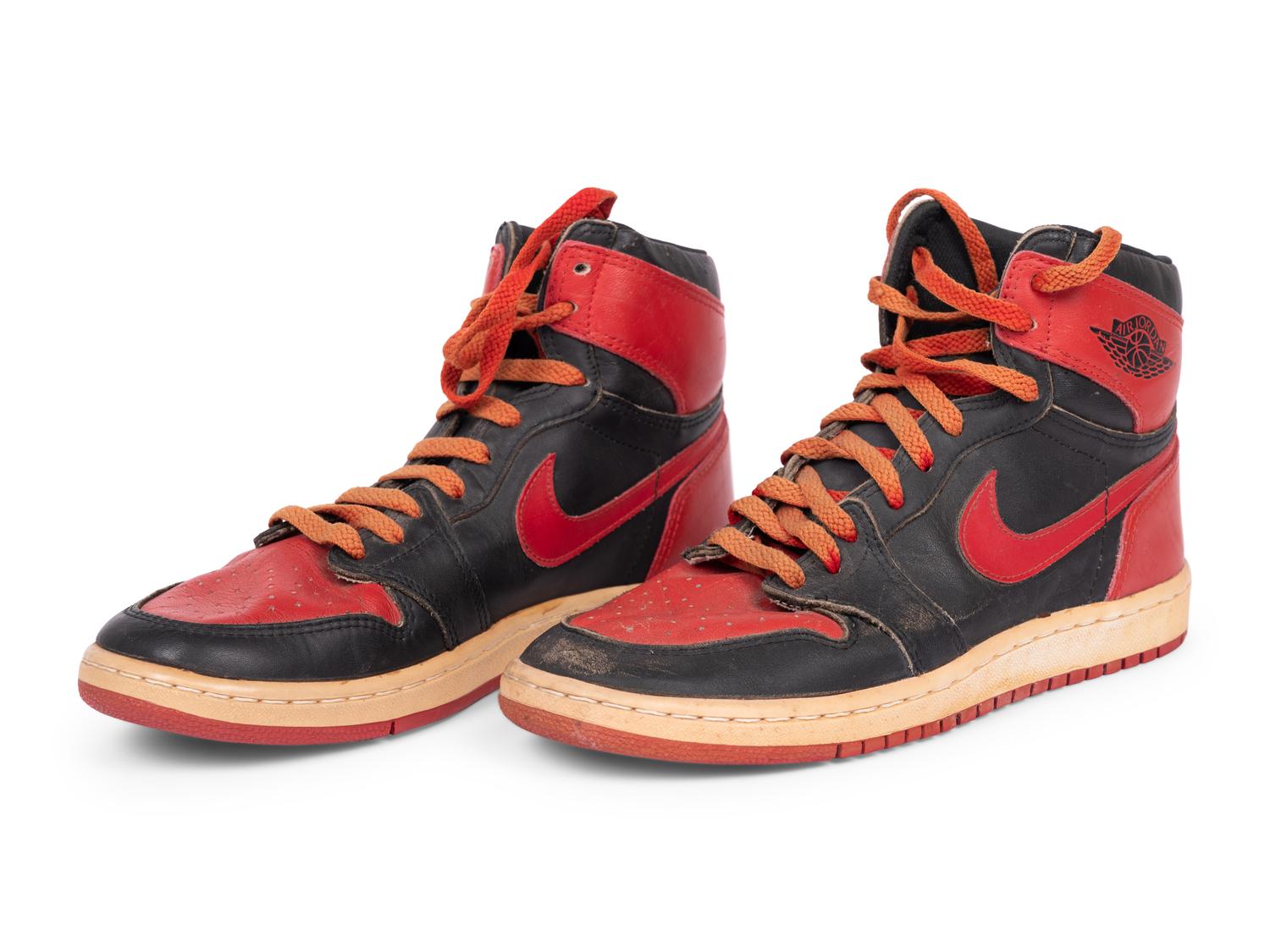A Pair of Original Vintage 1985 Nike Air Jordan 1 Basketball Shoes