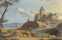 Follower of Nicholas Berchem, (Dutch, 1620-1683), Seaside Scene with Cattle