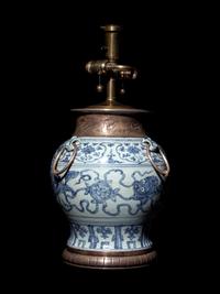 A Blue and White Porcelain Silver Mounted Baluster Jar
