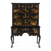 A Queen Anne Black-Japanned High Chest