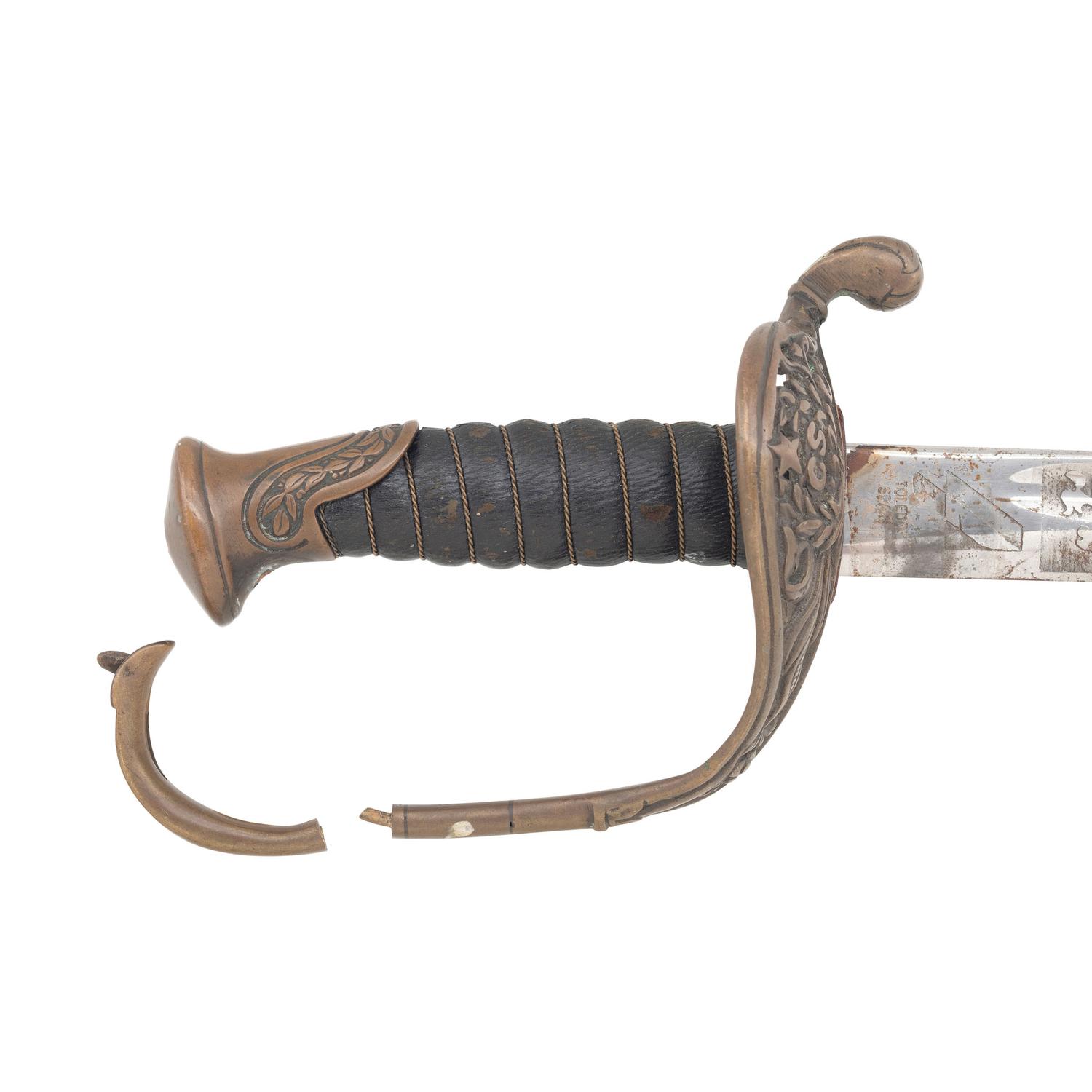 Replica CS Officer's Sword With Etched Blade and Broken Guard