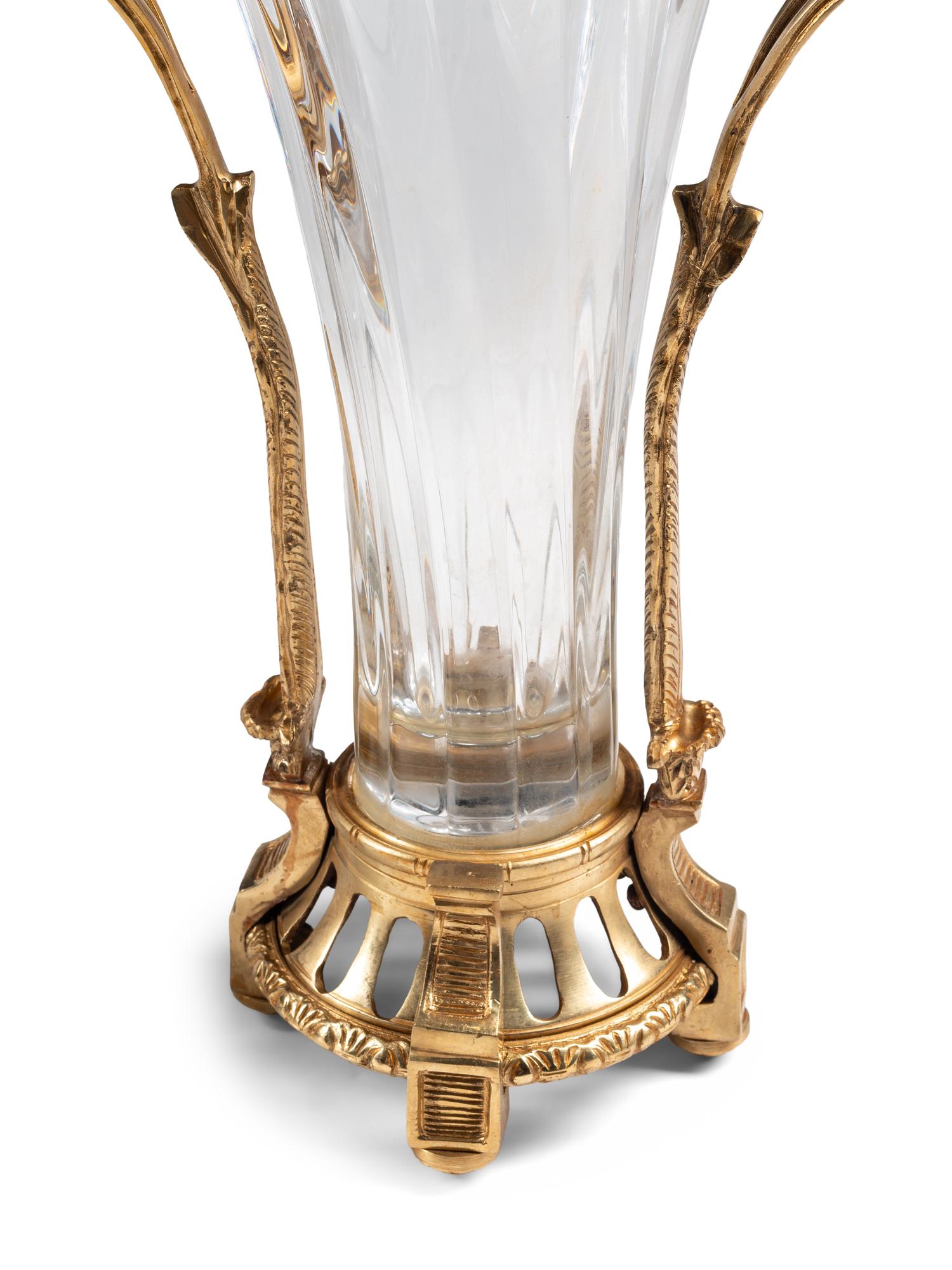 A French Gilt Bronze and Glass Three-Piece Garniture